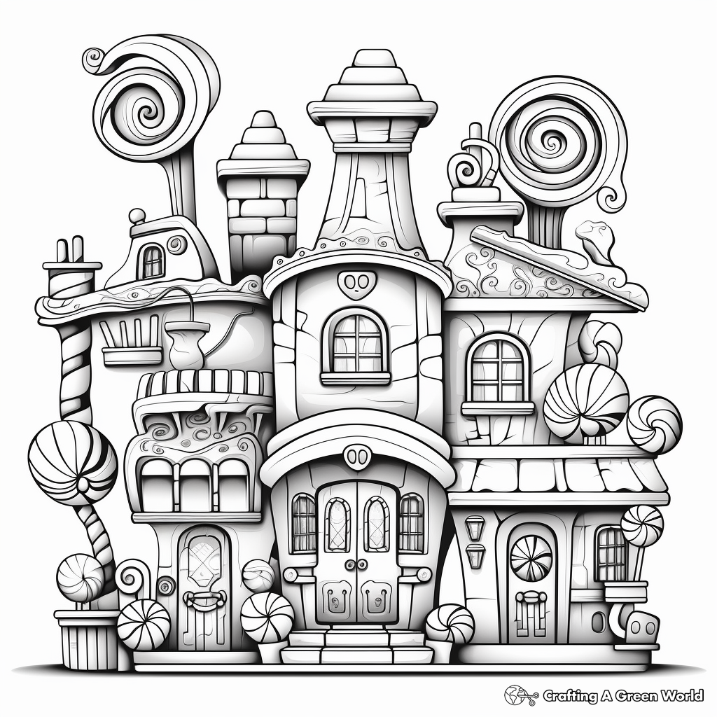 Detailed Candy Factory Coloring Pages 2
