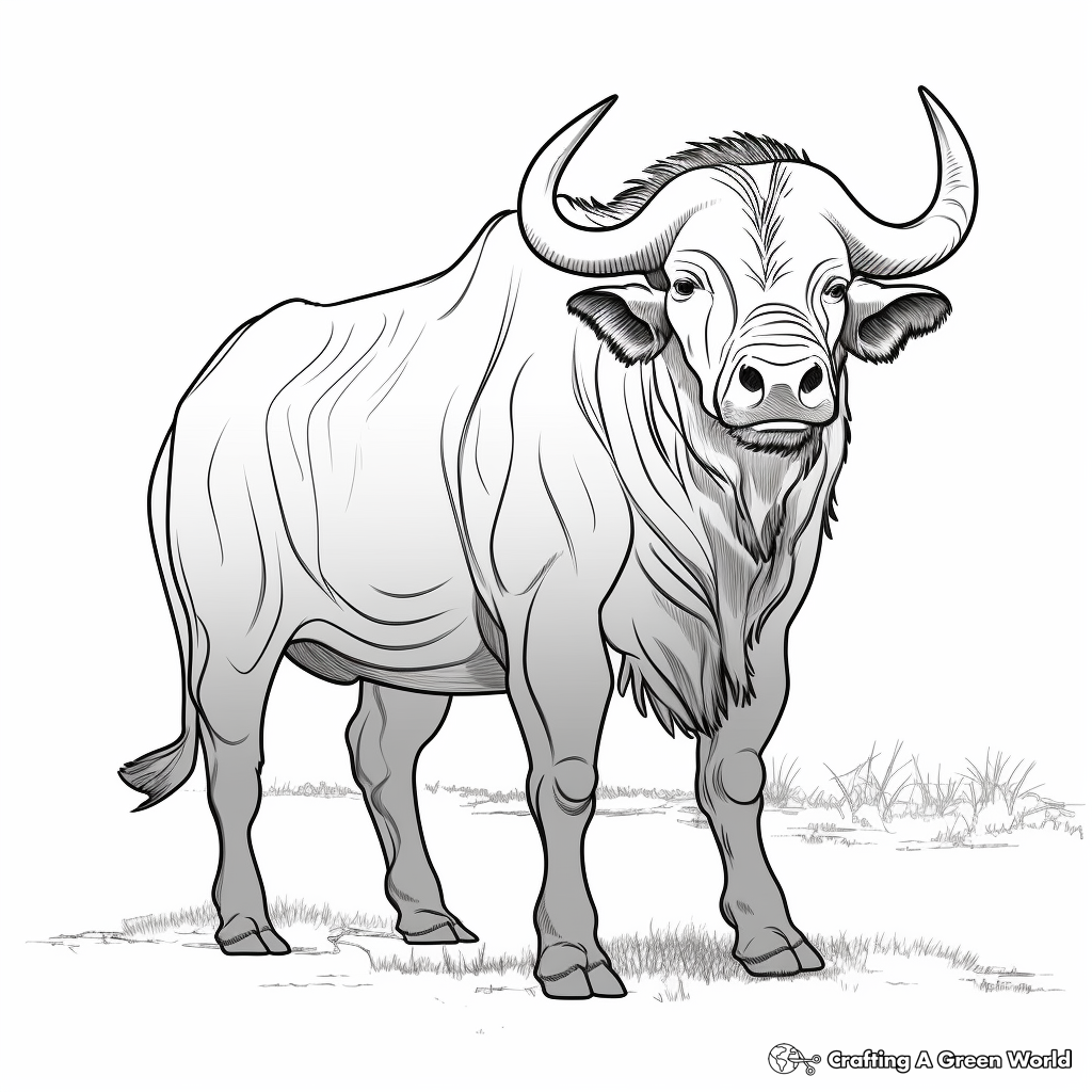 Detailed Cape Buffalo Coloring Pages 1