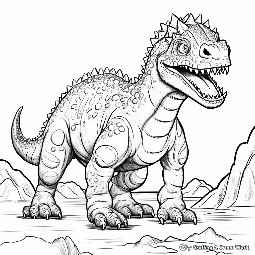 Detailed Carnotaurus Coloring Pages for Adults 2
