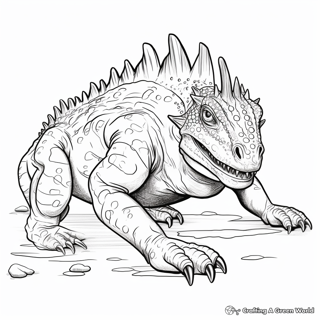 Detailed Carnotaurus Coloring Pages for Adults 3