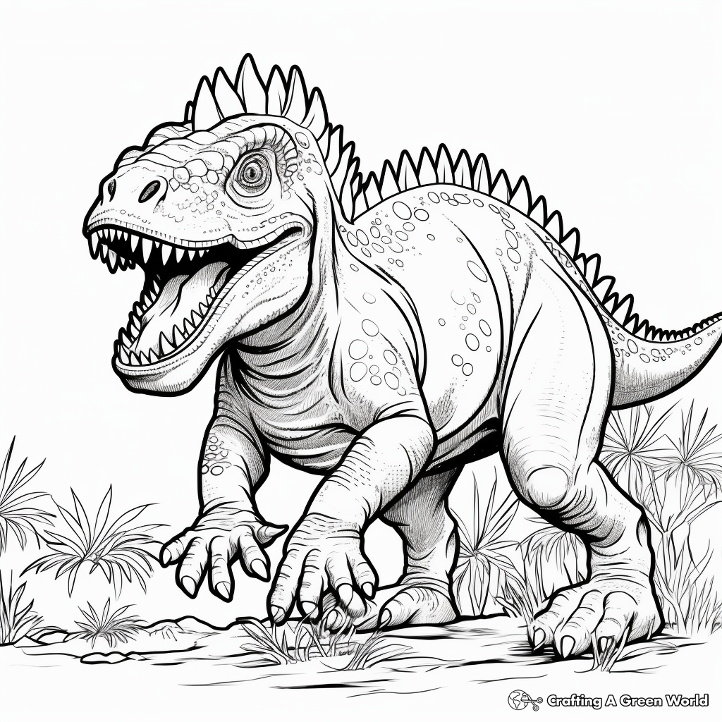 Detailed Carnotaurus Coloring Pages for Adults 4