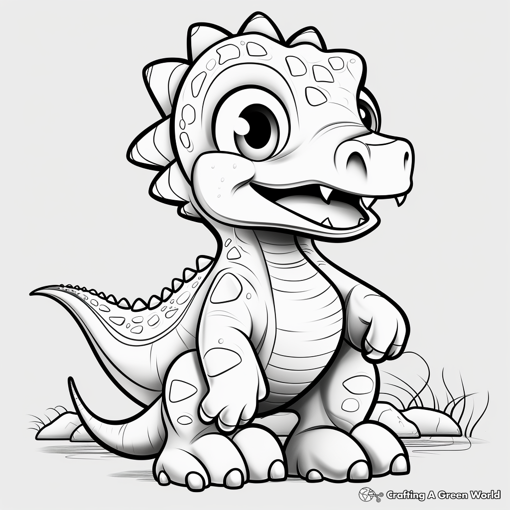Detailed Cartoon Dinosaur Coloring Pages 1