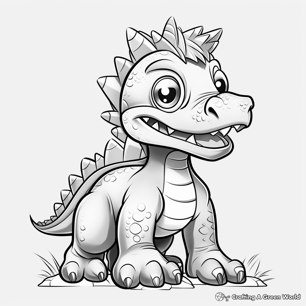 Detailed Cartoon Dinosaur Coloring Pages 2