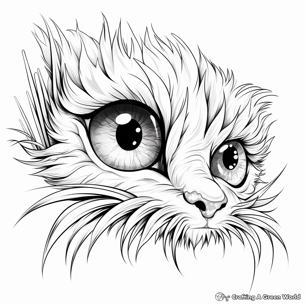 Detailed Cat Eye Coloring Pages for Adults 2