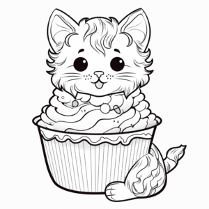 Detailed Cat Ice Cream Sundae Coloring Pages 1