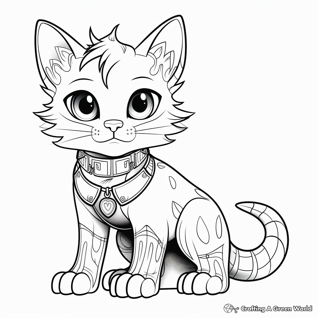 Detailed Cat Kid Art for Advanced Coloring 1