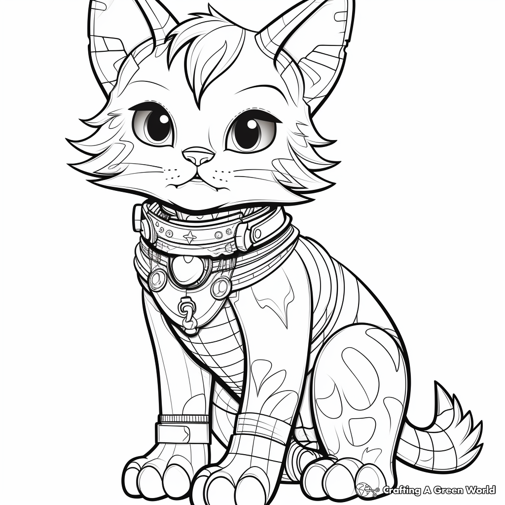 Detailed Cat Kid Art for Advanced Coloring 2