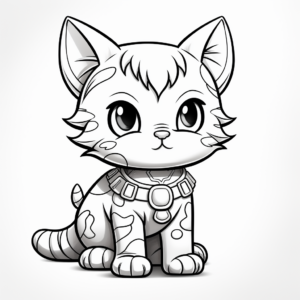 Detailed Cat Kid Art for Advanced Coloring 3