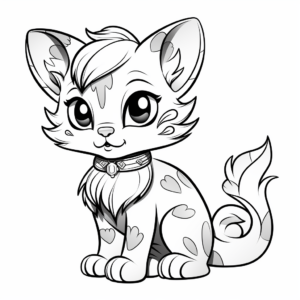 Detailed Cat Kid Art for Advanced Coloring 4
