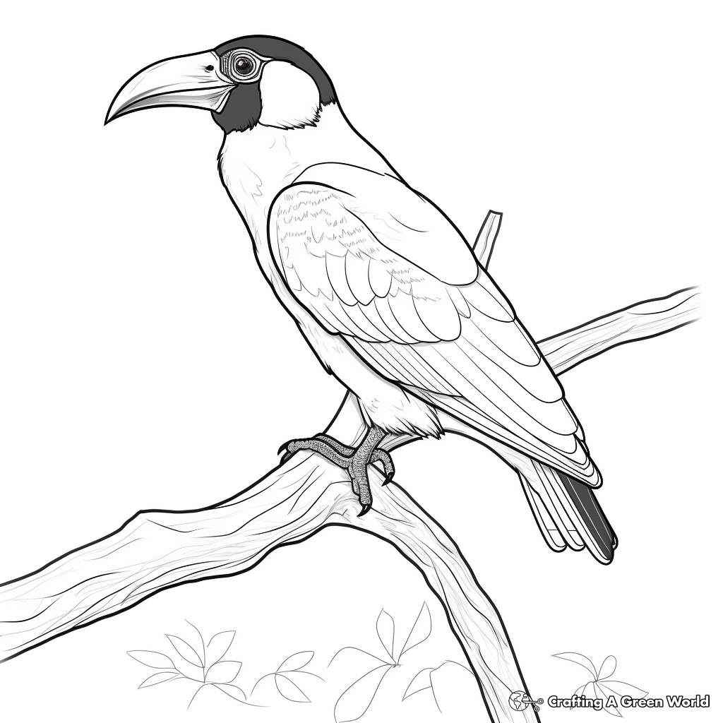 Detailed Channel-Billed Toucan Coloring Pages for Adults 4