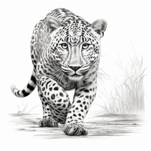 Detailed Cheetah in Motion Coloring Pages 1
