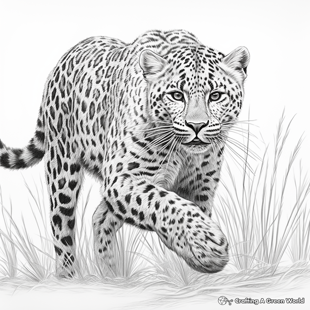 Detailed Cheetah in Motion Coloring Pages 2