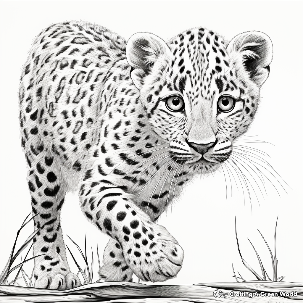 Detailed Cheetah in Motion Coloring Pages 3