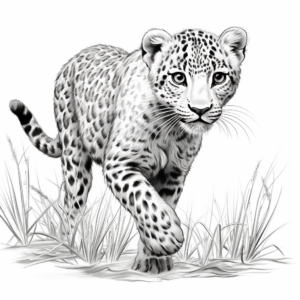 Detailed Cheetah in Motion Coloring Pages 4