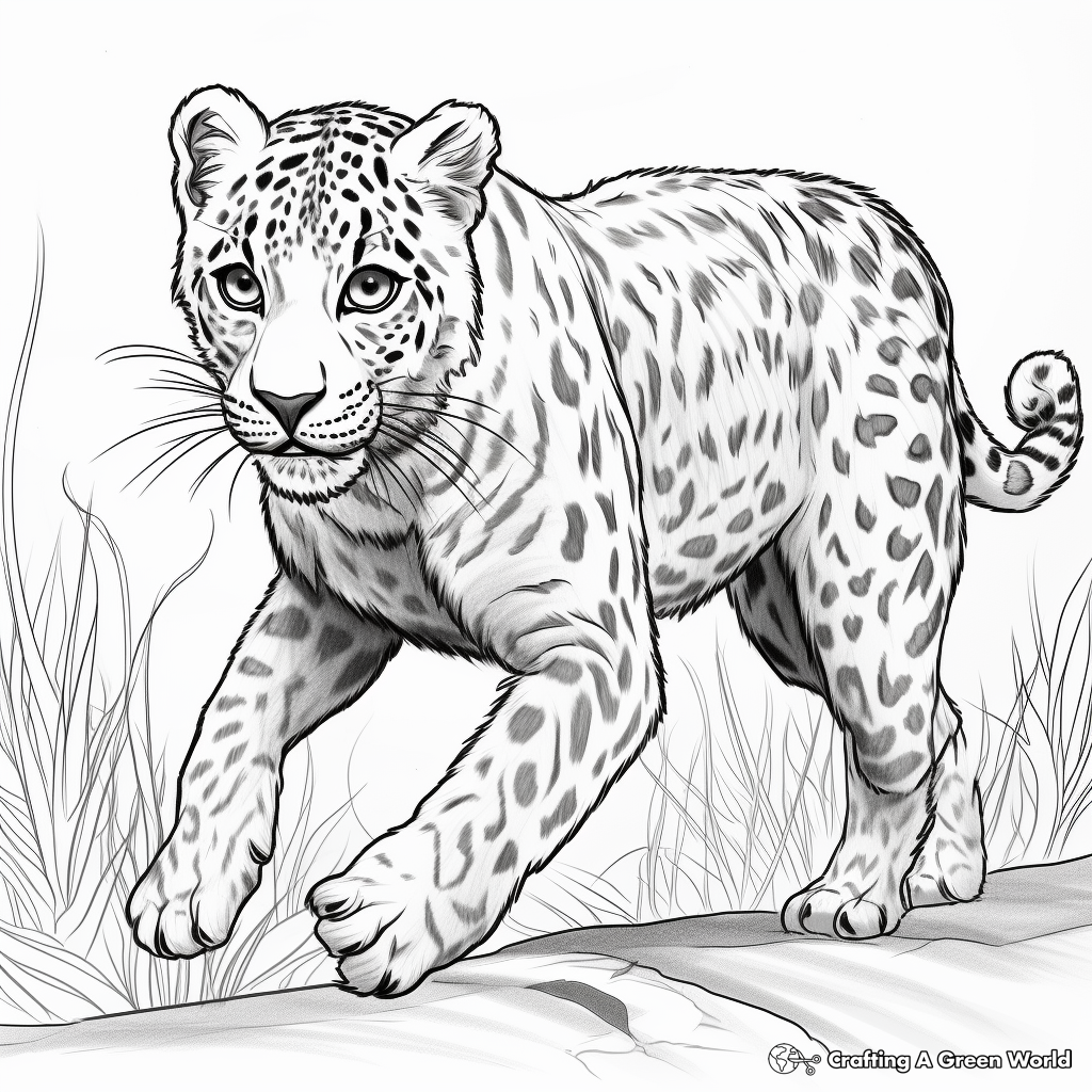 Detailed Cheetah Speed Adaptation Coloring Pages 1