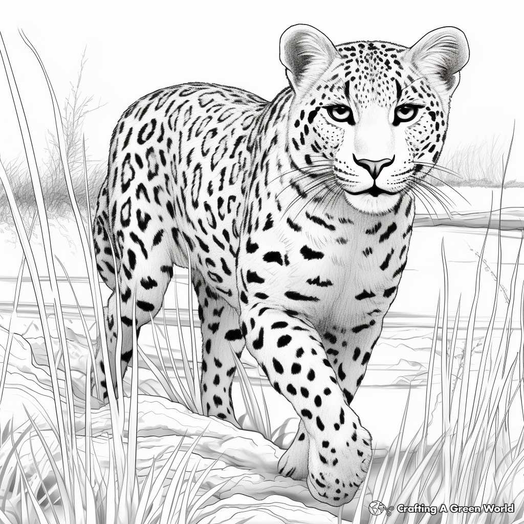 Detailed Cheetah Speed Adaptation Coloring Pages 2