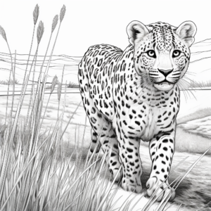 Detailed Cheetah Speed Adaptation Coloring Pages 3