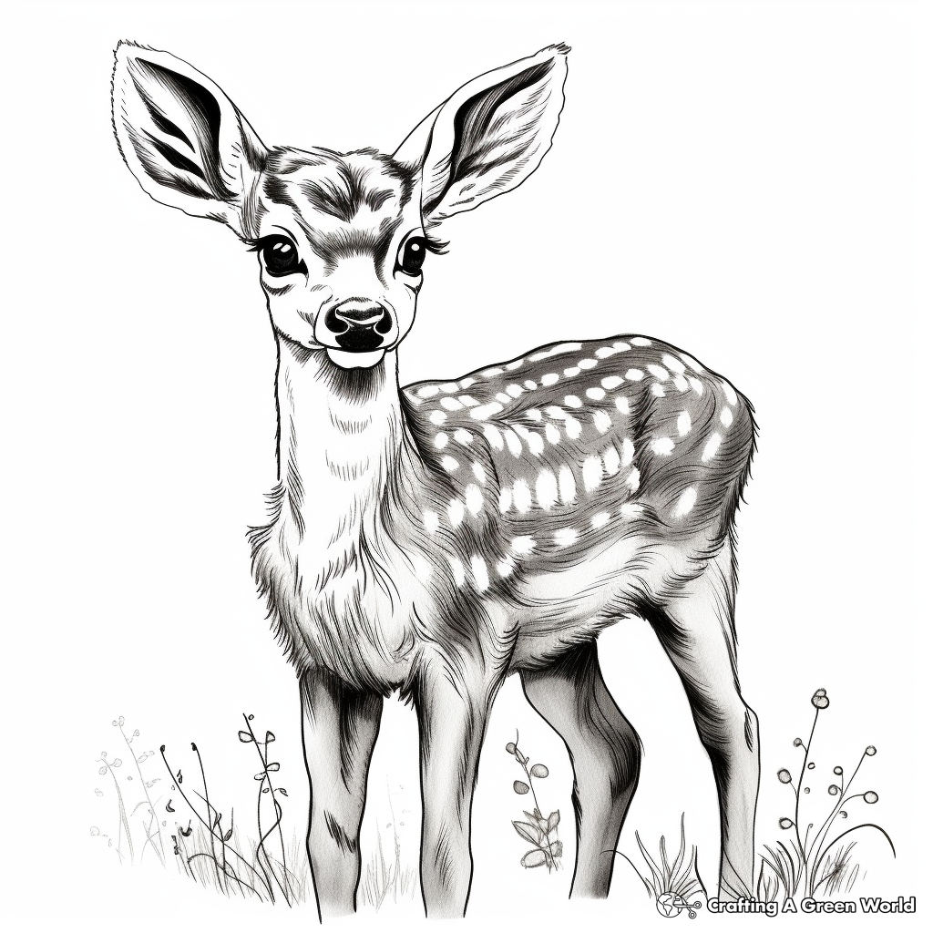 Detailed Chital or Spotted Deer Coloring Pages 3