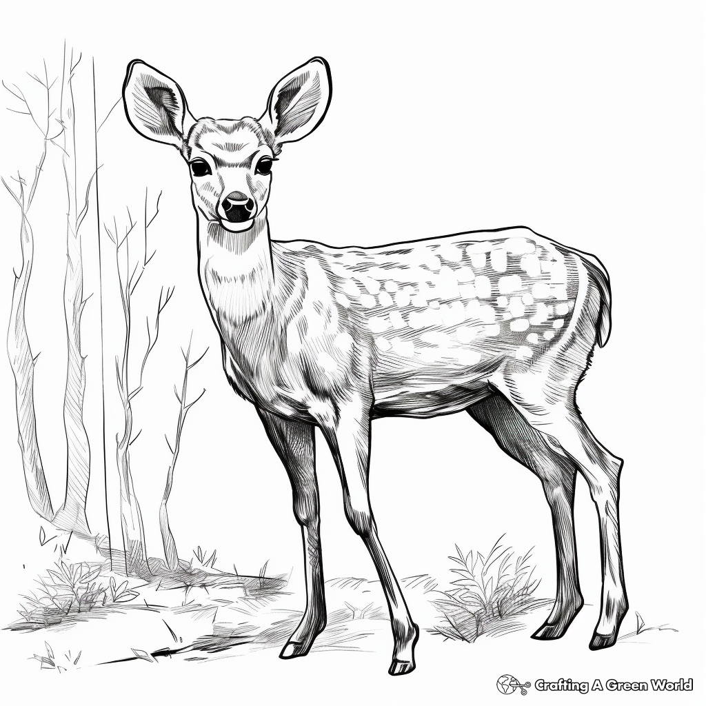 Detailed Chital or Spotted Deer Coloring Pages 4