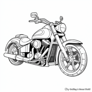 Detailed Chopper Motorcycle Coloring Pages for Adults 1
