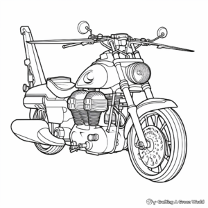 Detailed Chopper Motorcycle Coloring Pages for Adults 2