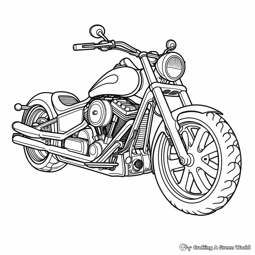 Detailed Chopper Motorcycle Coloring Pages for Adults 4