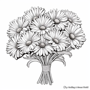 Detailed Chrysanthemum Bouquet Coloring Pages for Adults 4