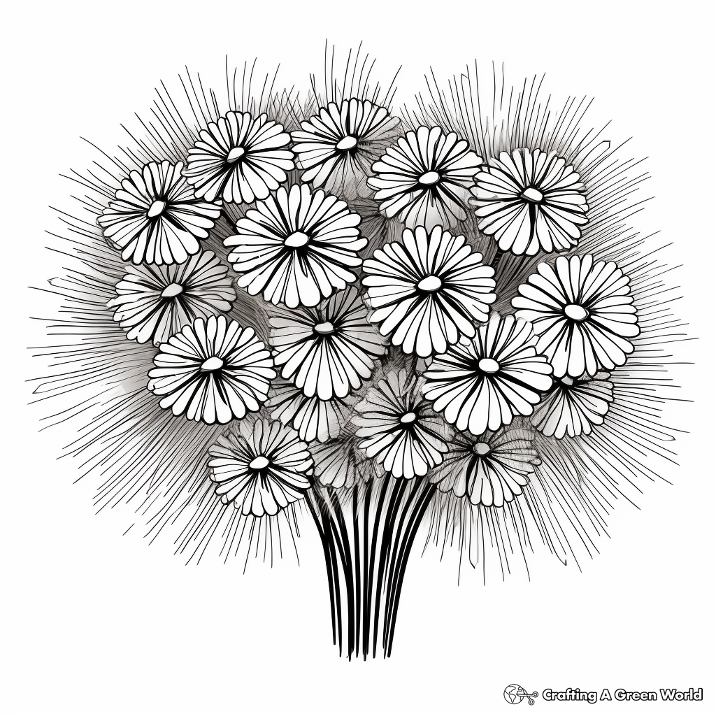 Detailed Chrysanthemum Fireworks Coloring Pages for Adults 2