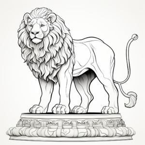 Detailed Circus Lion on Pedestal Coloring Pages 3