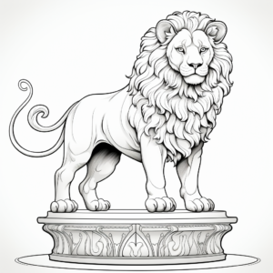 Detailed Circus Lion on Pedestal Coloring Pages 4