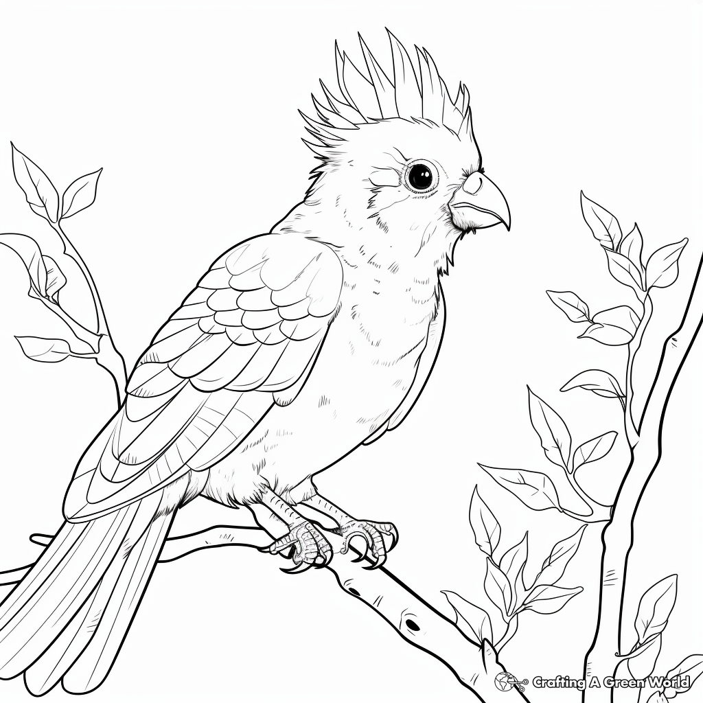 Detailed Cockatiel in its Natural Habitat Coloring Pages 2