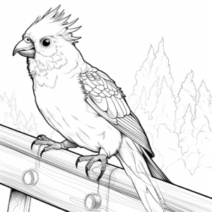 Detailed Cockatiel in its Natural Habitat Coloring Pages 3