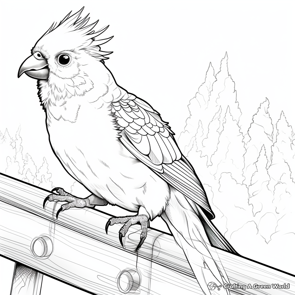 Detailed Cockatiel in its Natural Habitat Coloring Pages 3
