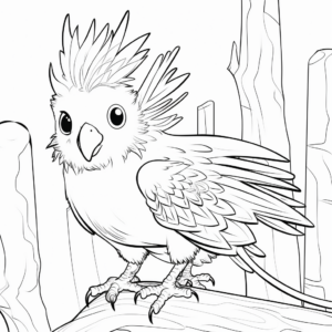 Detailed Cockatiel in its Natural Habitat Coloring Pages 4