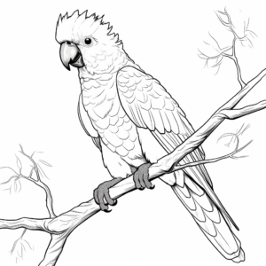 Detailed Cockatoo Parrot Coloring Pages for Adults 3