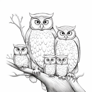 Detailed Coloring Pages Pygmy Owl Family for Advanced Colorists 2
