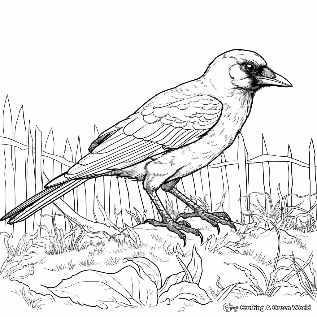 Detailed Crow Coloring Pages for Adults 2