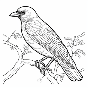 Detailed Crow Coloring Pages for Adults 3