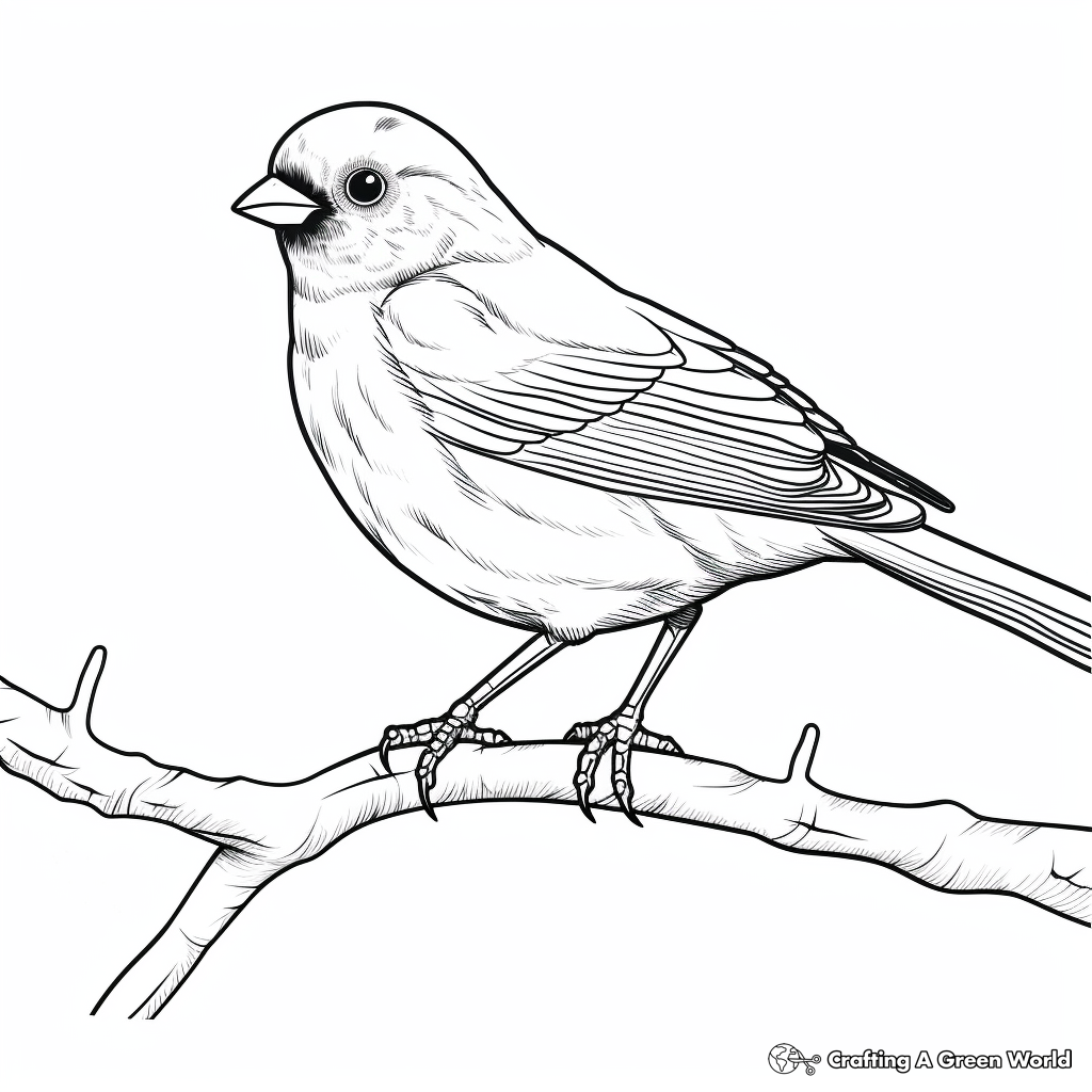 Detailed Dark-eyed Junco Coloring Pages for Adults 4