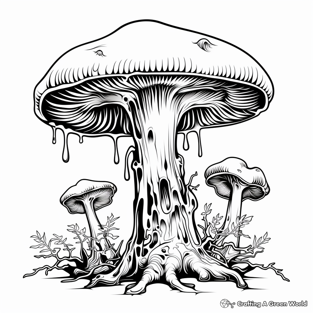 Detailed Death Cap Mushroom Coloring Pages for Adults 2