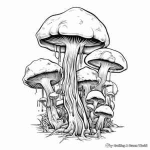 Detailed Death Cap Mushroom Coloring Pages for Adults 4
