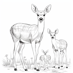 Detailed Deer Family Coloring Pages 1