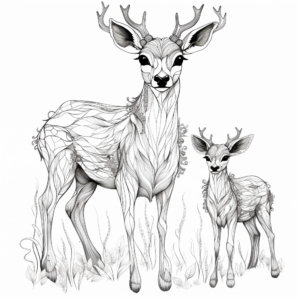 Detailed Deer Family Coloring Pages 3