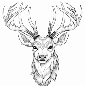 Detailed Deer Head Coloring Pages for Adults 1