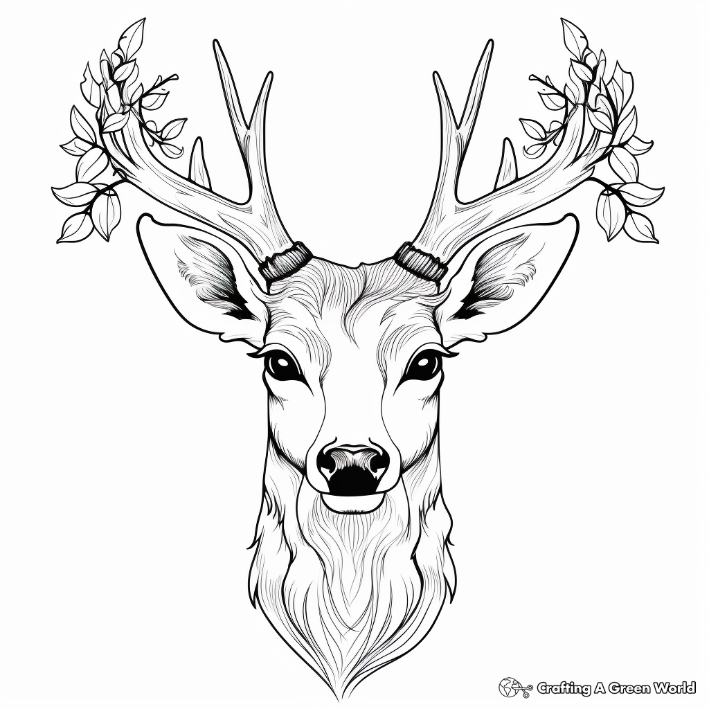 Detailed Deer Head Coloring Pages for Adults 2