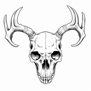Detailed Deer Skull Coloring Pages for Advanced Artists 1
