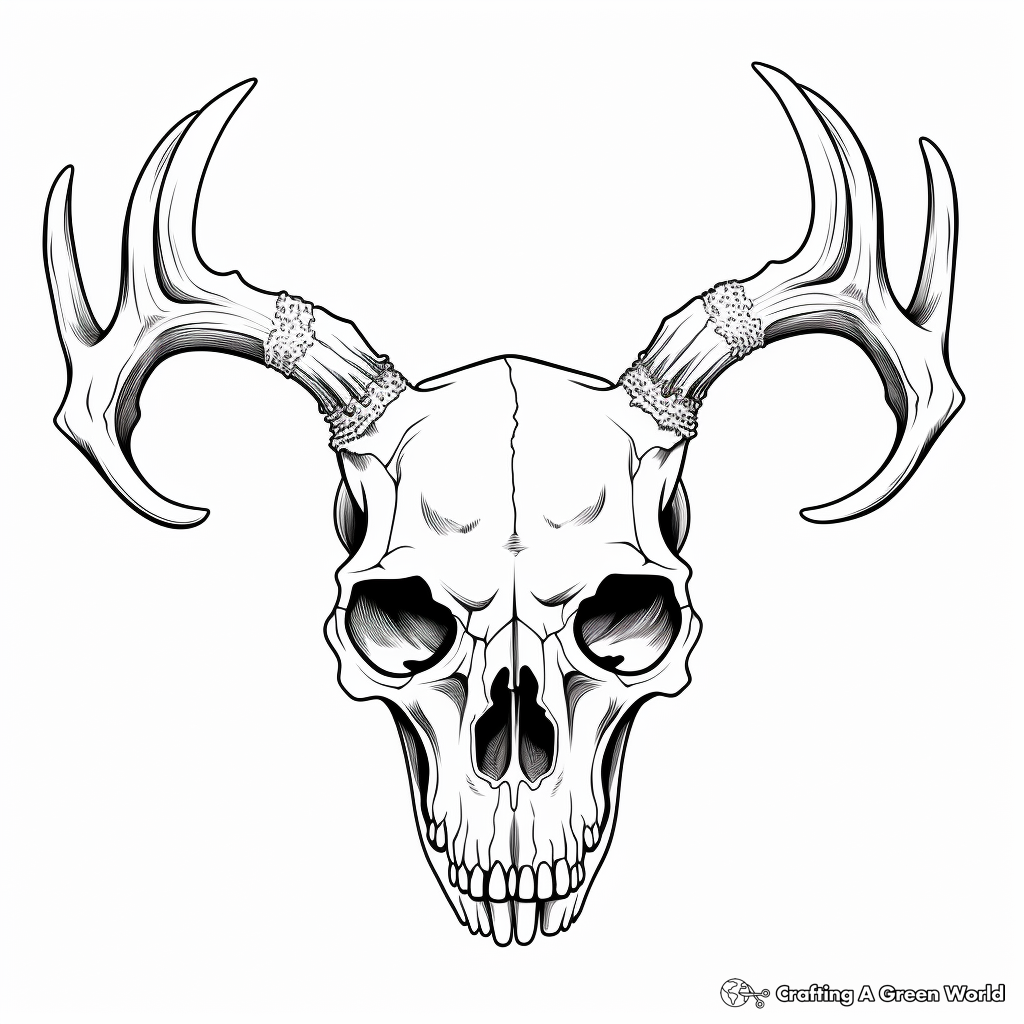 Detailed Deer Skull Coloring Pages for Advanced Artists 1