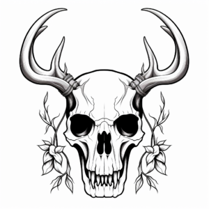 Detailed Deer Skull Coloring Pages for Advanced Artists 2
