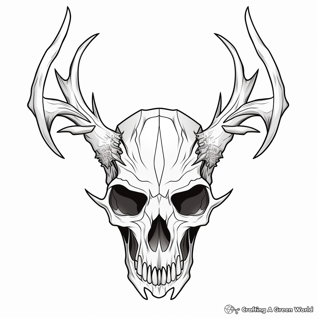 Detailed Deer Skull Coloring Pages for Advanced Artists 4