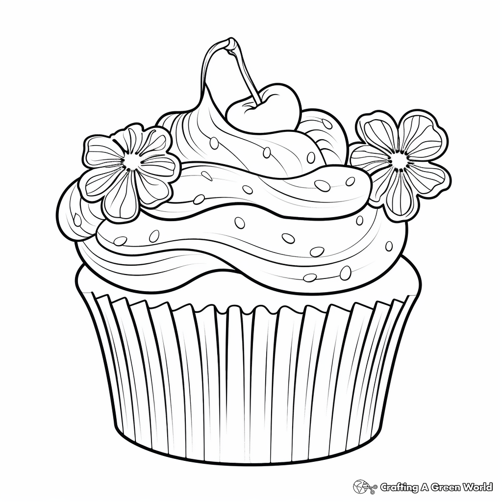 Detailed Designer Cupcake Coloring Pages for Adults 2